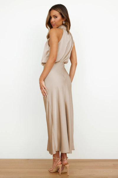 Macha - Halter neck satin maxi dress