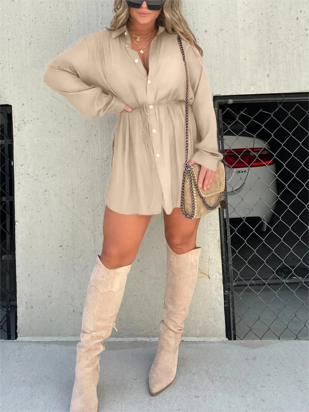 Kelcy -  Trendy satin romper dress