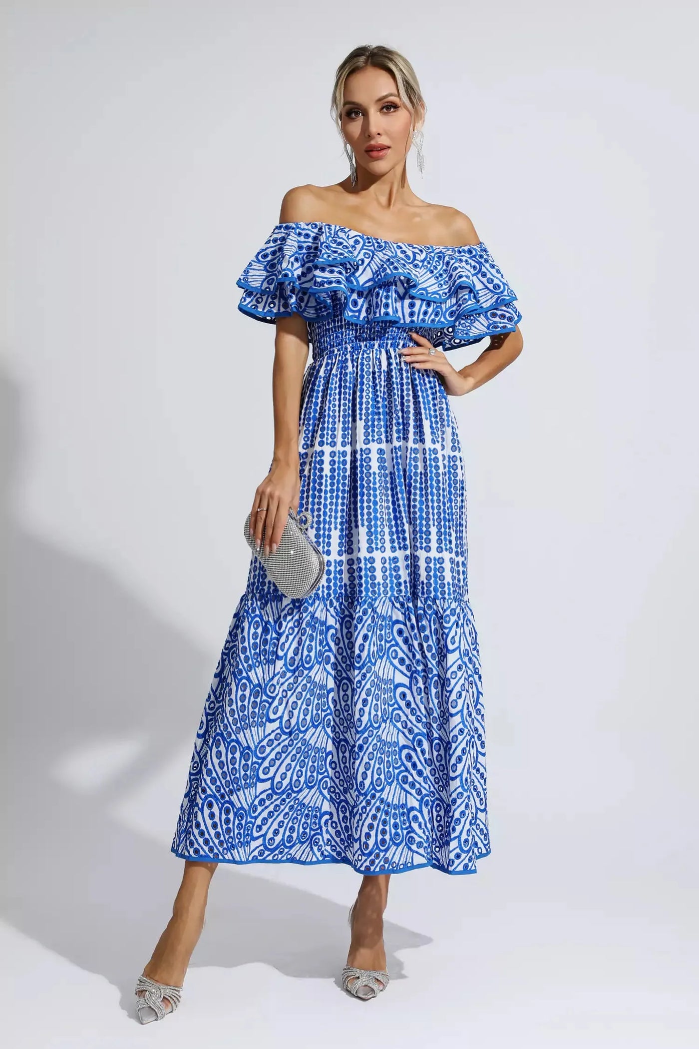 Scout - Blue cutout ruffle maxi dress