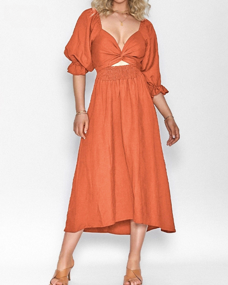 Miranda - Elegant dress with frill sleeves