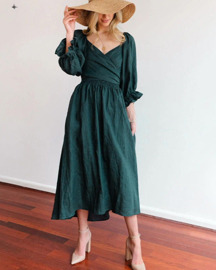 Miranda - Elegant dress with frill sleeves