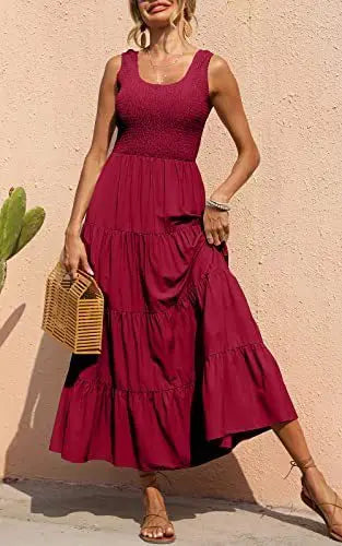 Melisa - U neck pleated maxi dress