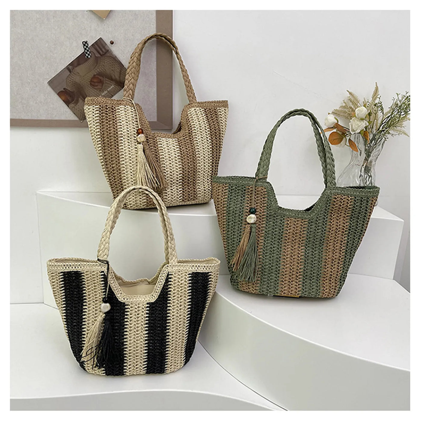 Hallie - Leisure Straw Woven Carrier Bag