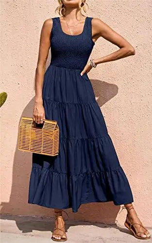 Melisa - U neck pleated maxi dress