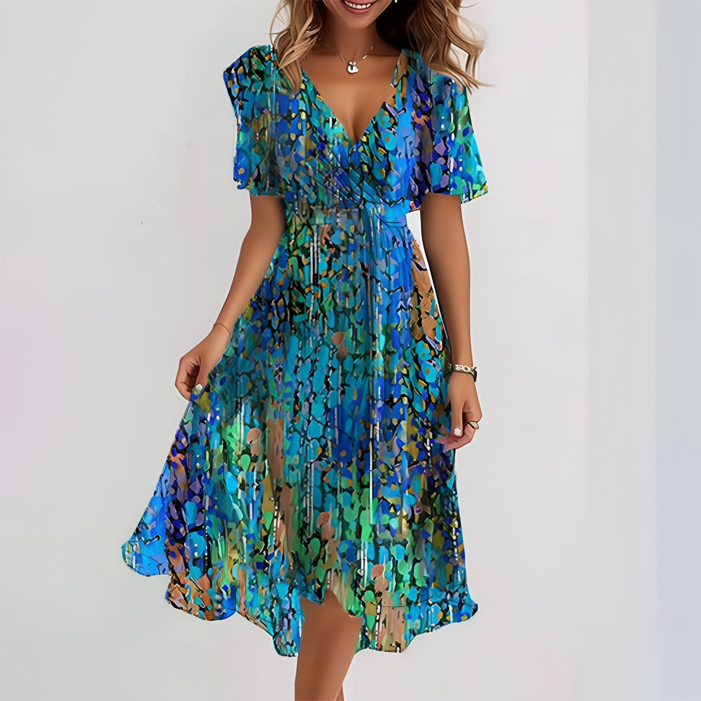 Francesca - Midi dress with short sleeves